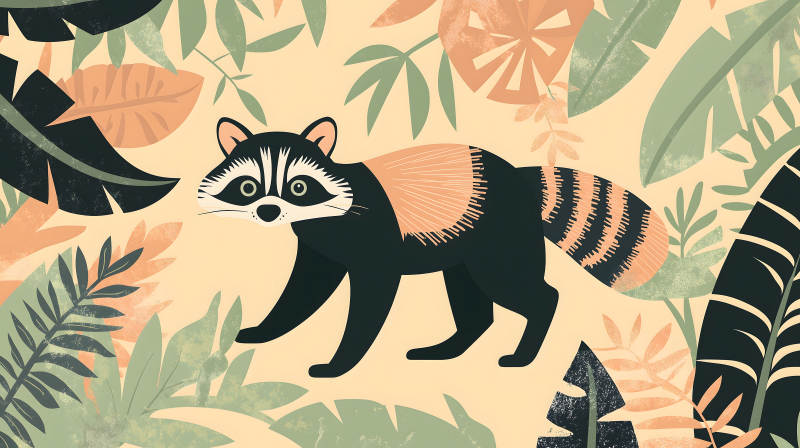 丛林中的浣熊图片