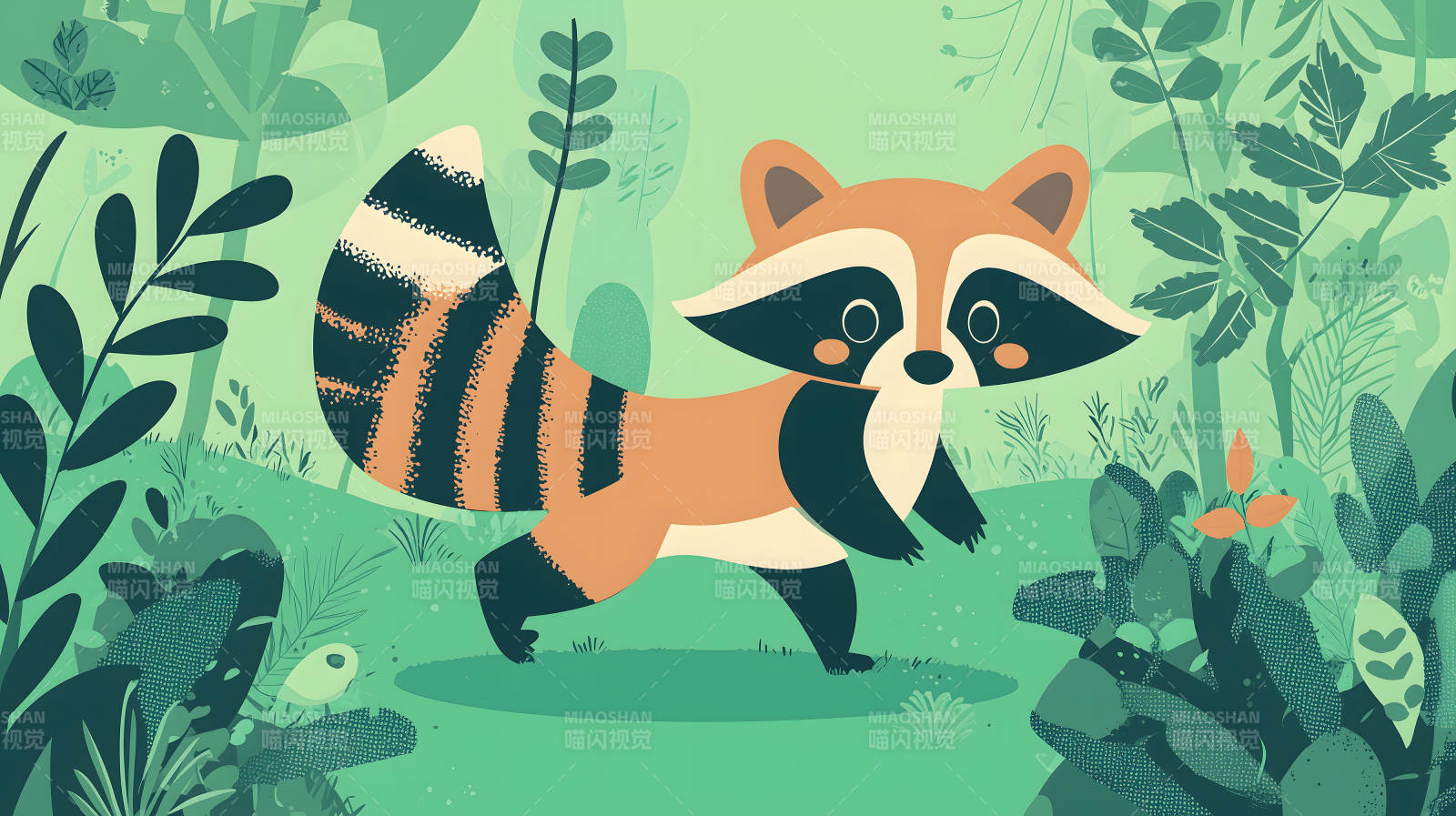 森林中的浣熊图片