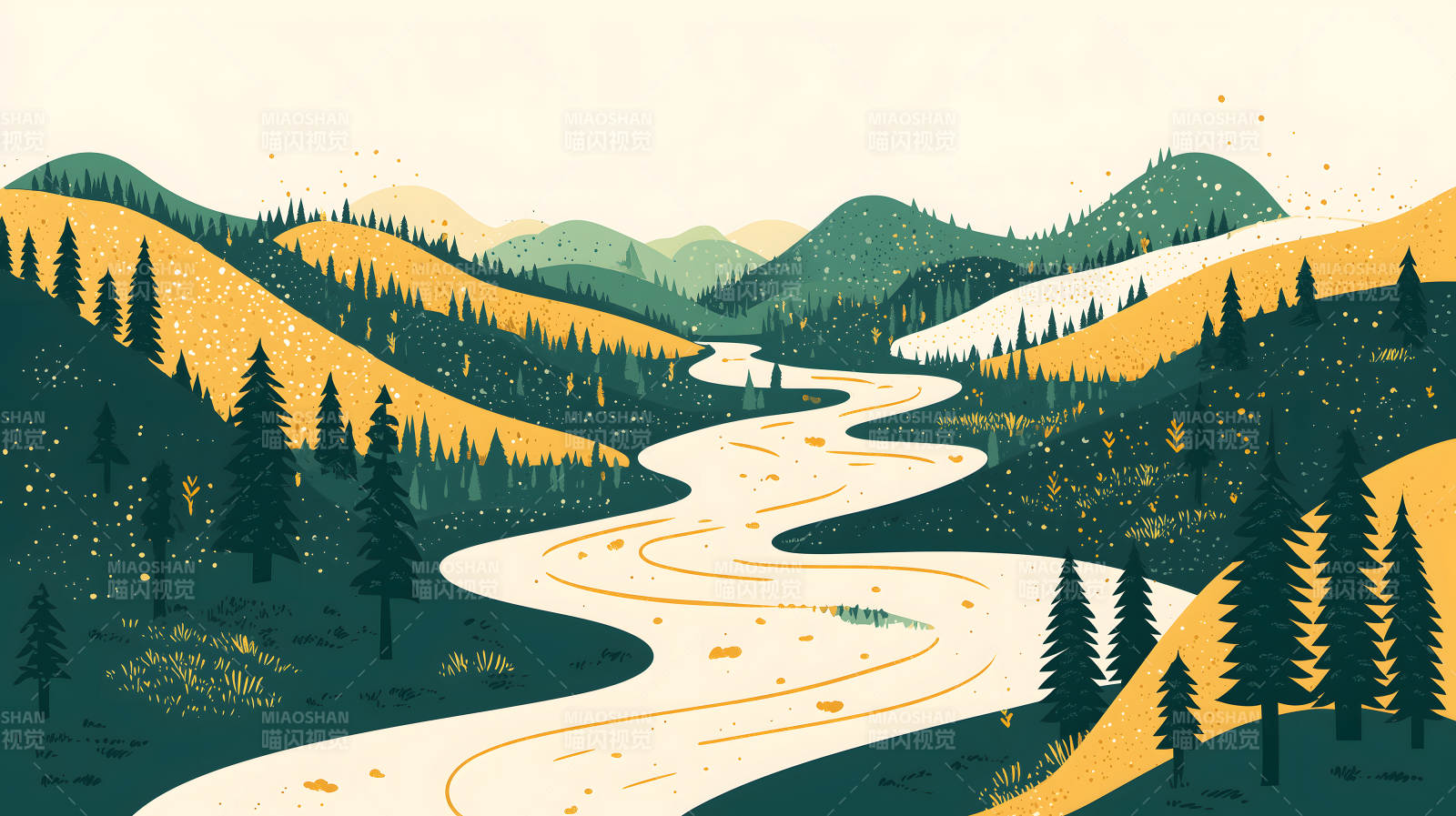 蜿蜒山谷的河流图片