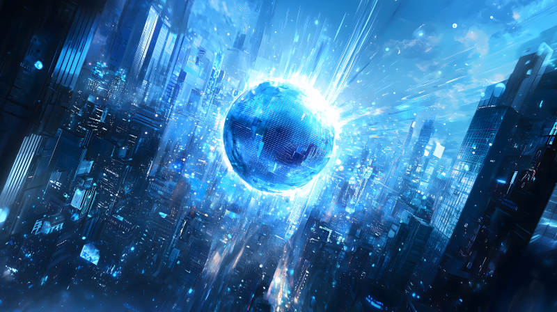 未来都市的能量球图片