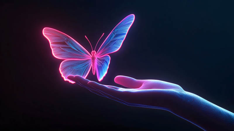 霓虹蝴蝶与温柔之手图片