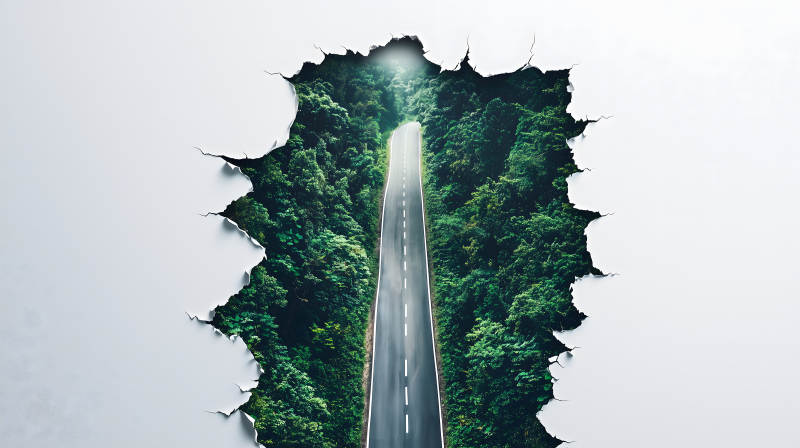 森林公路破墙而出图片