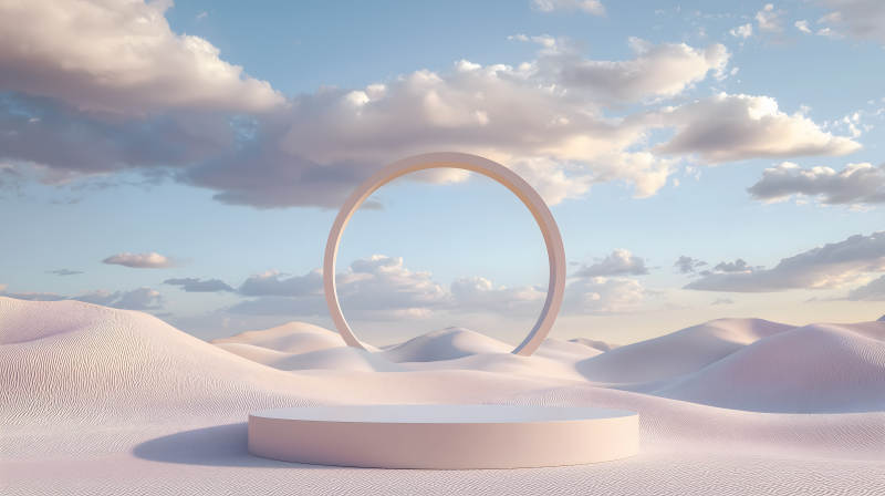 沙漠中的抽象艺术装置图片