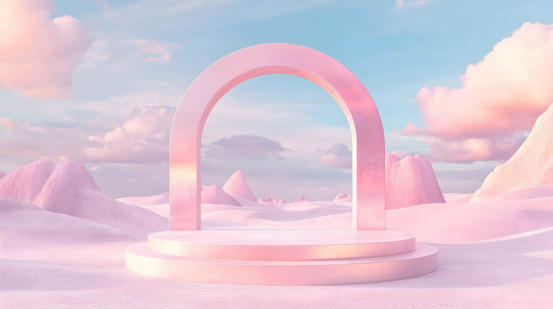 粉色梦幻仙境展台图片
