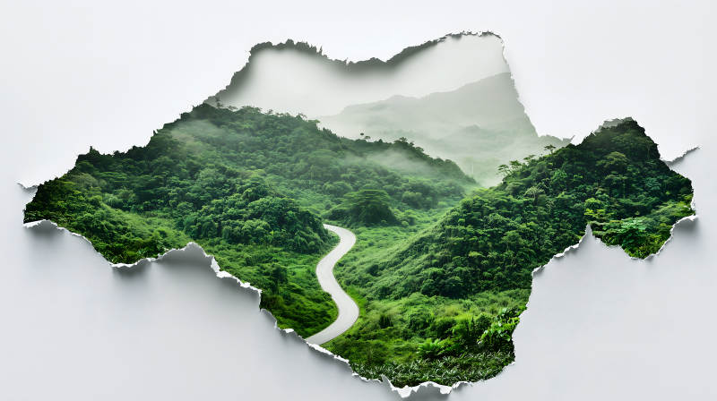 撕裂的现实，绿意盎然图片