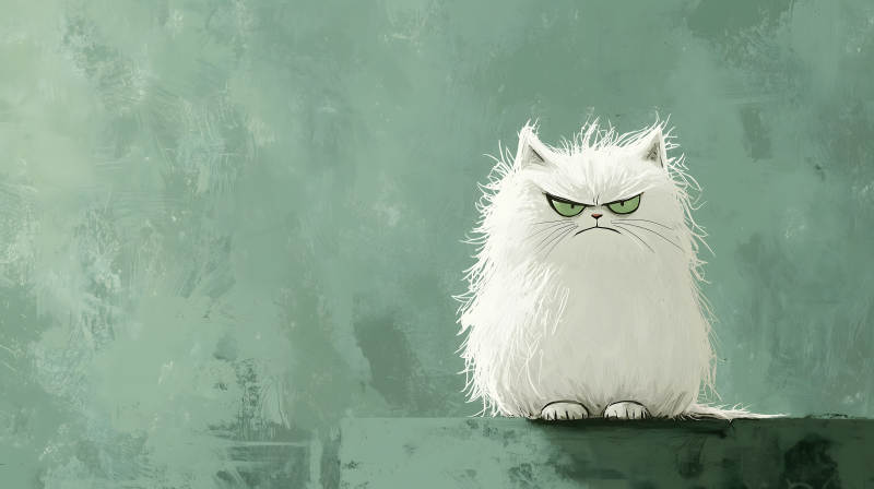 生气的小白猫图片