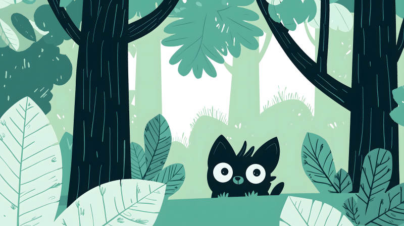 森林中的小黑猫图片