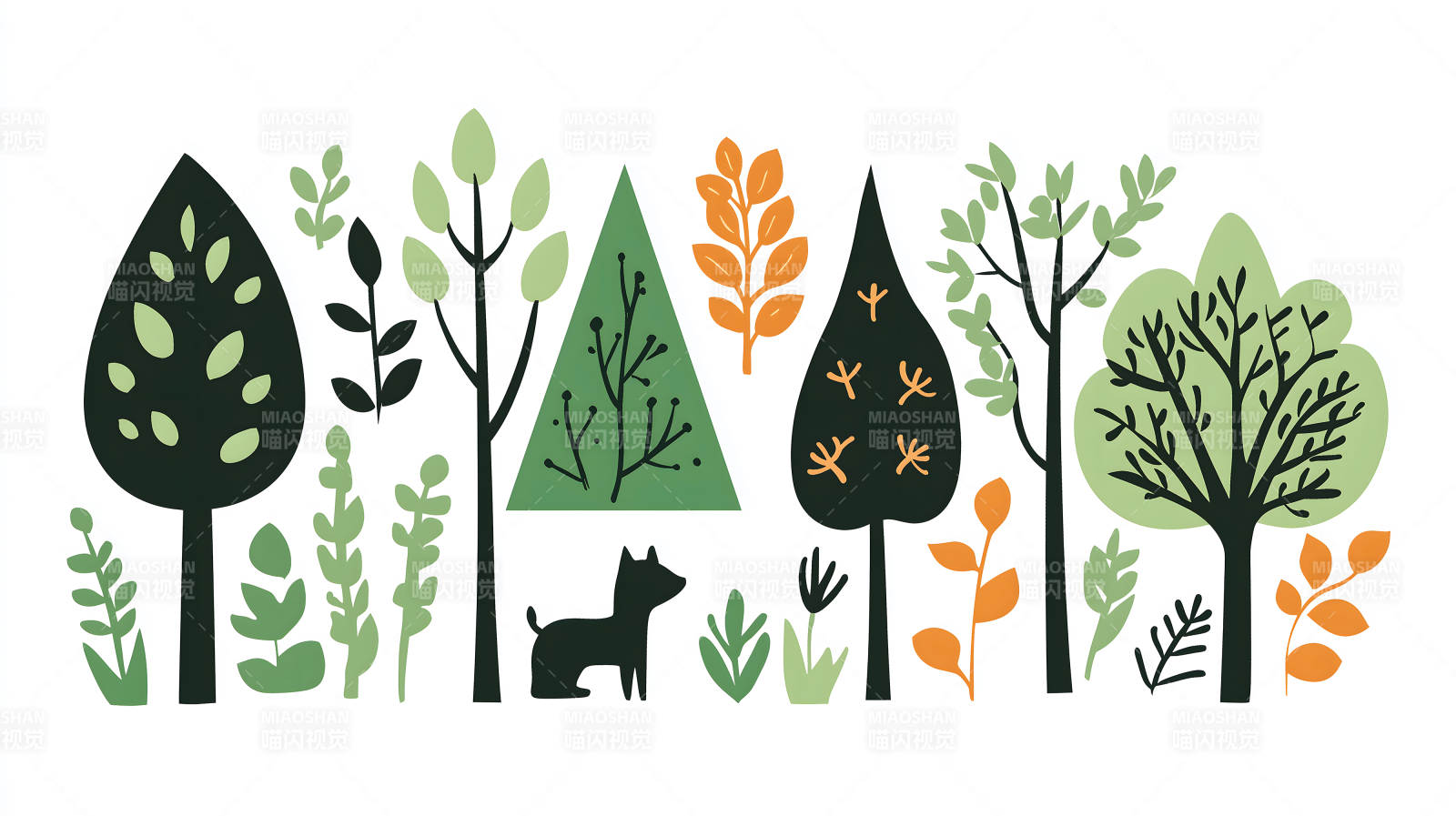 童趣森林剪影图片