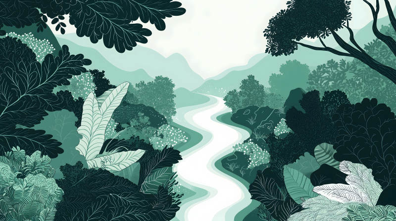 翠绿山谷溪流图片