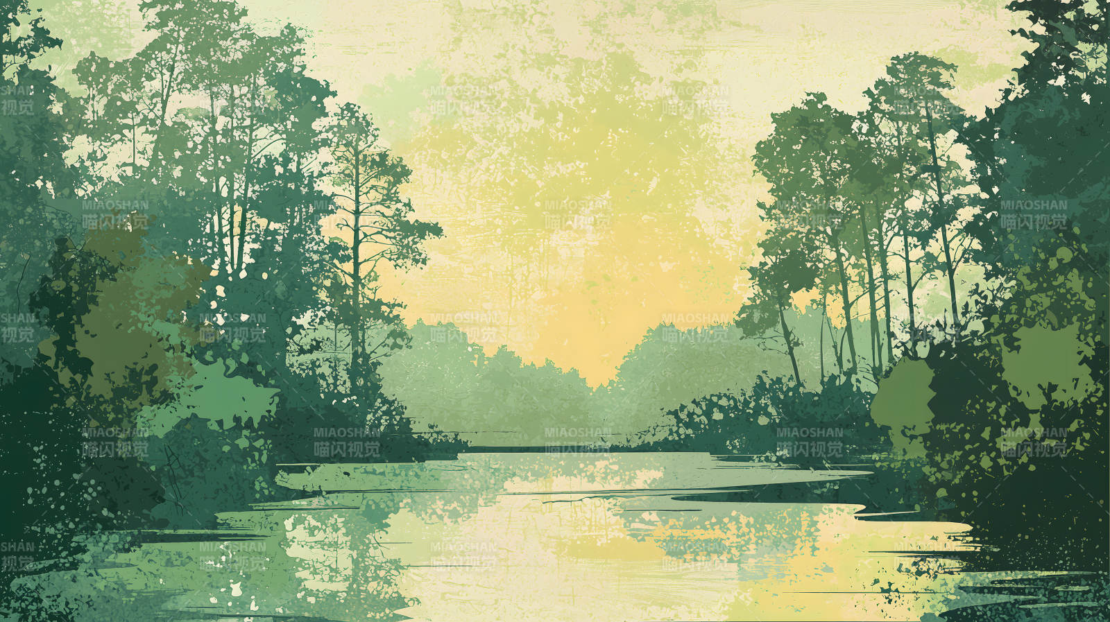 宁静的林间湖泊图片