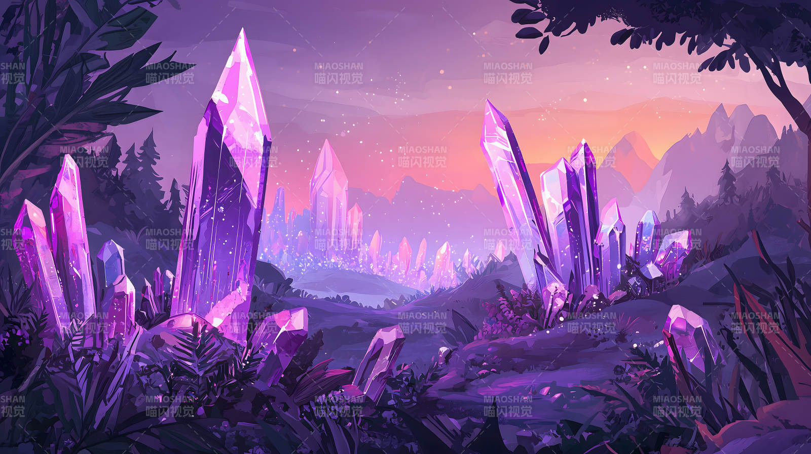 紫水晶森林的黄昏图片