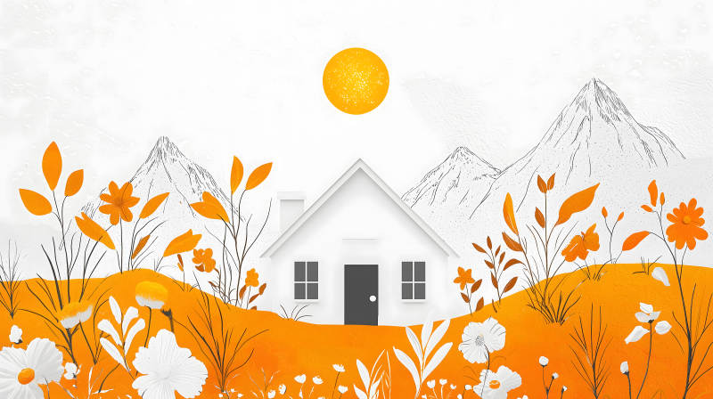 山间小屋的秋日图片