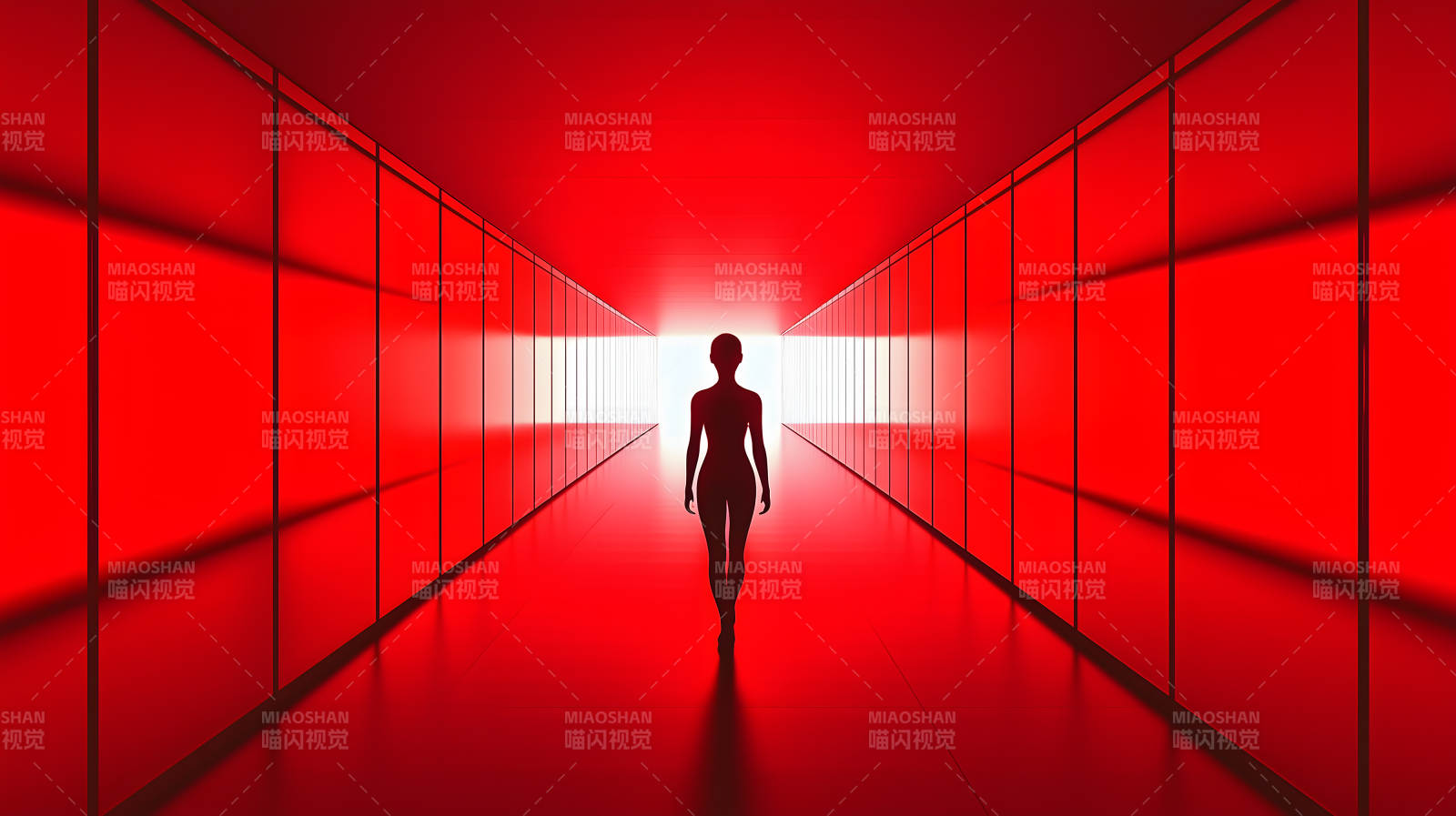 红色通道中的身影图片