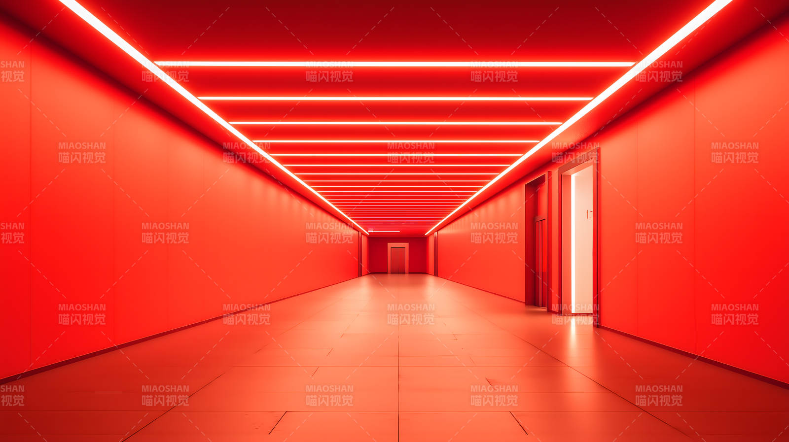 红色走廊的灯光图片