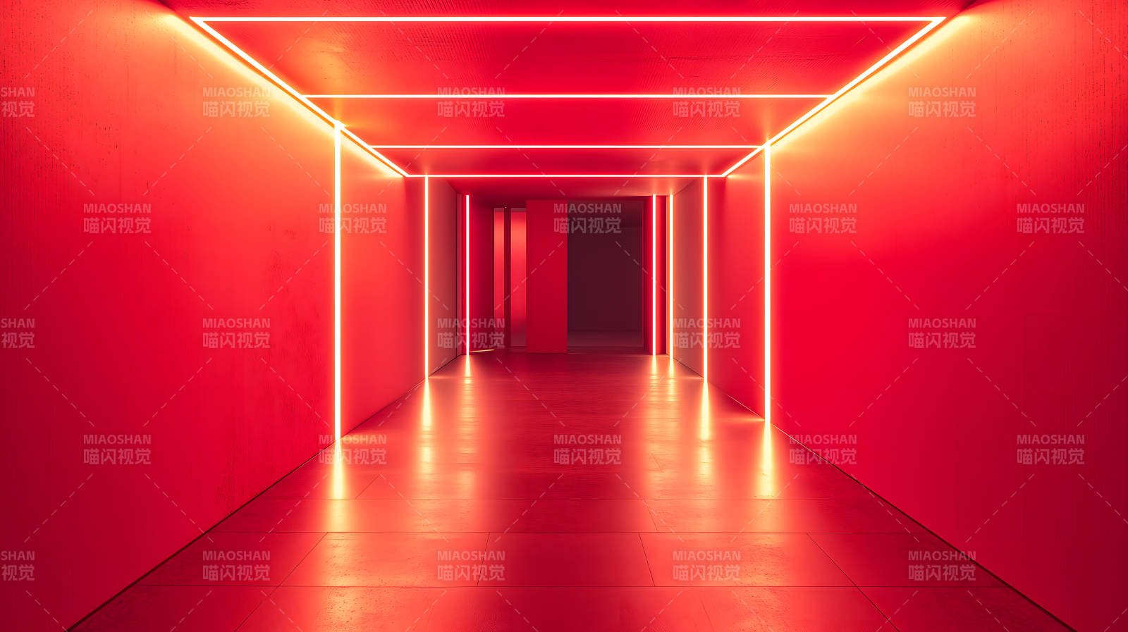 红色霓虹灯走廊图片