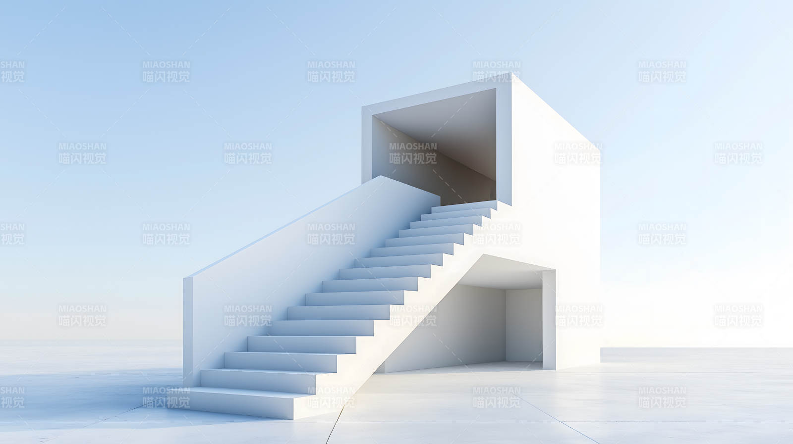 通往白色空间的阶梯图片