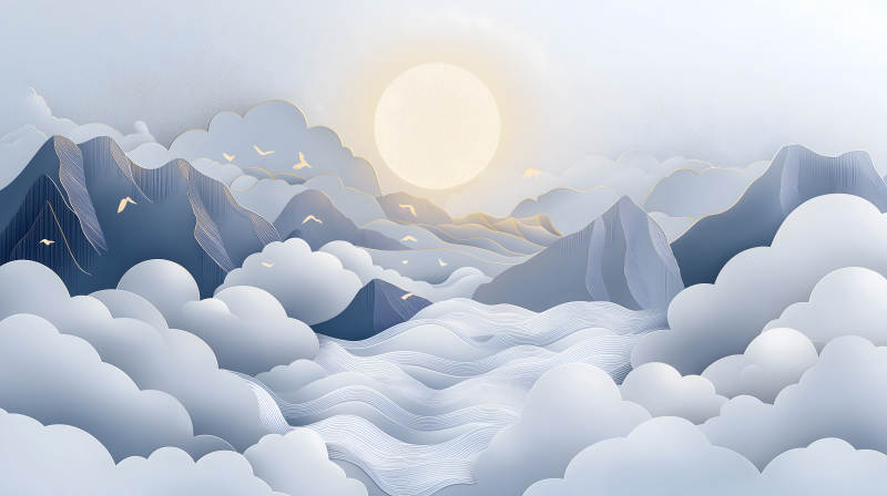 云海山峦图图片