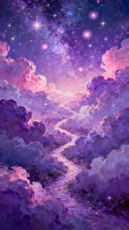 梦幻般的星空云海景象图片