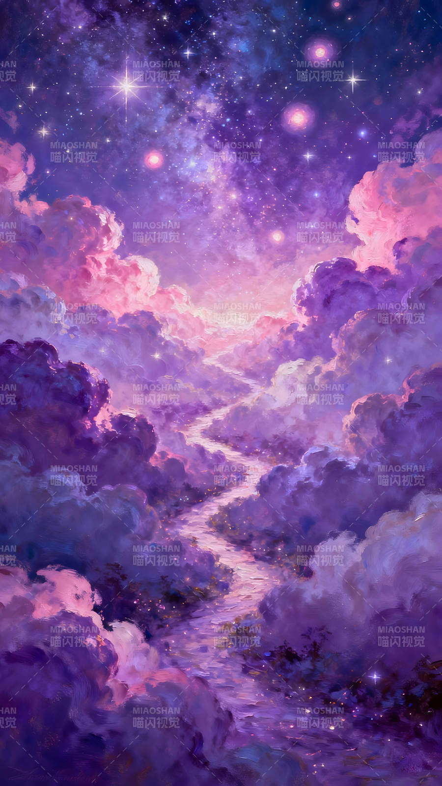 梦幻般的星空云海景象图片