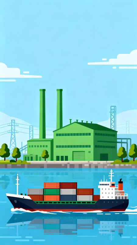航运码头景象：货船与工业建筑图片