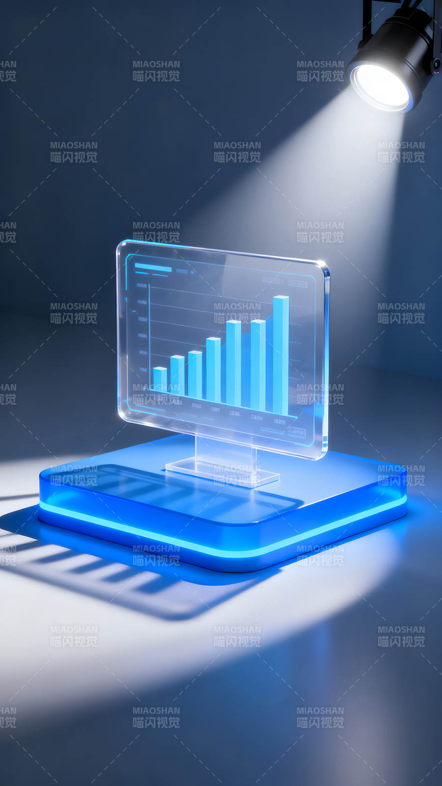 科技感蓝色光照下的数据图表图片