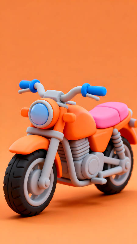 卡通摩托车橘色背景图片