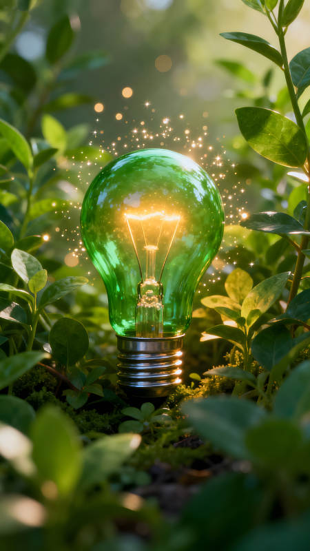 绿色灯泡环保概念图片