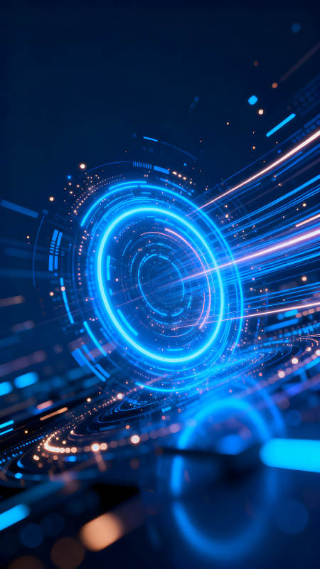 科技感蓝色抽象光圈特效图片