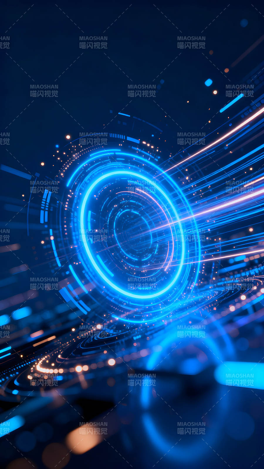 科技感蓝色抽象光圈特效图片