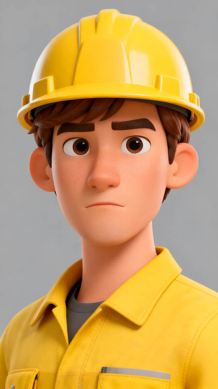 卡通建筑工人戴安全帽图片