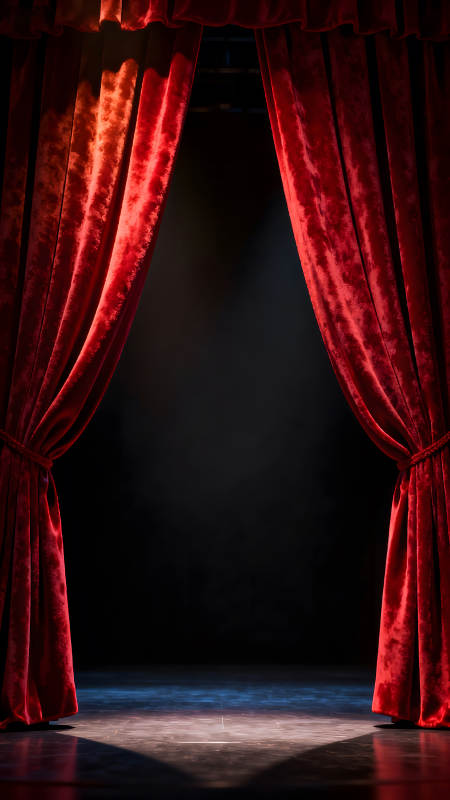 舞台幕布拉开灯光照亮舞台图片