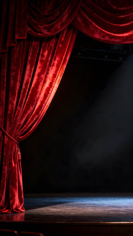 舞台红幕光影交织图片