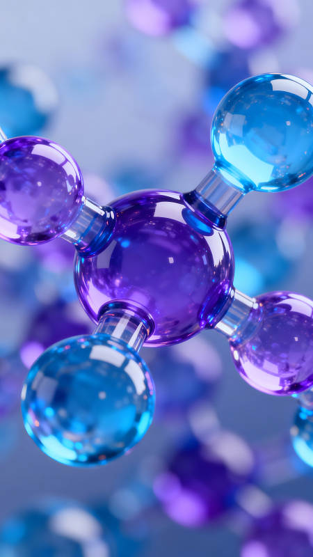 分子结构模型蓝紫色透明球体图片