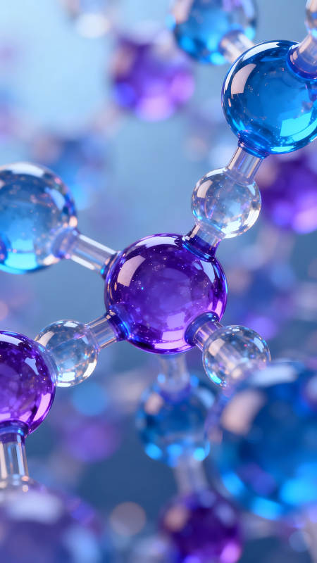 分子结构模型蓝色紫色透明质感图片