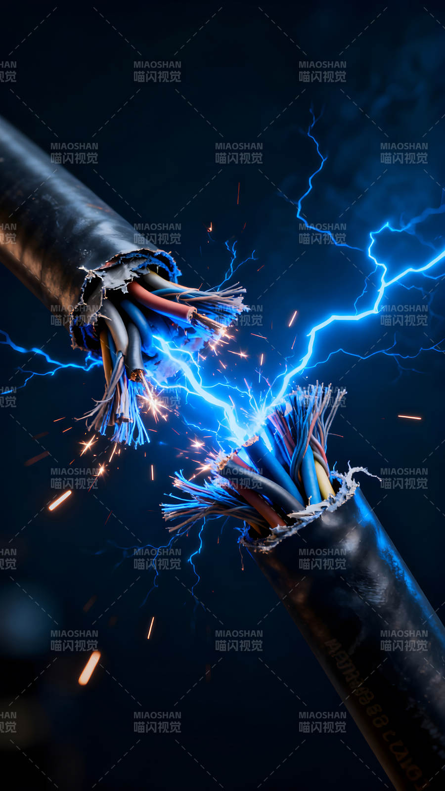断裂电缆产生闪电图片