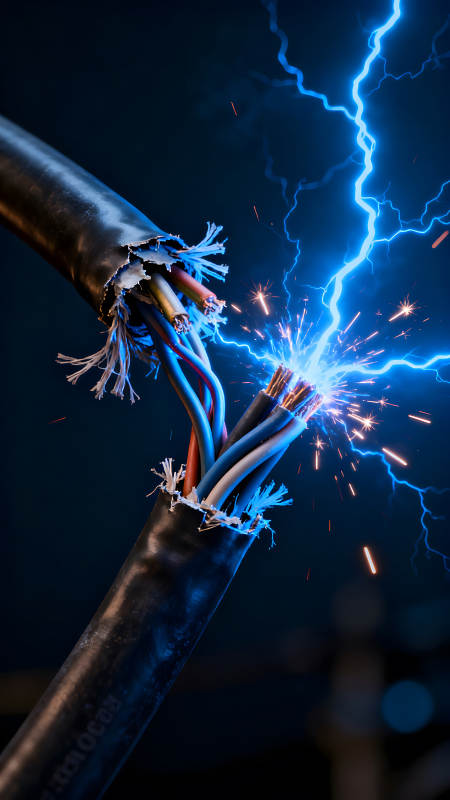 电线断裂火花飞溅图片
