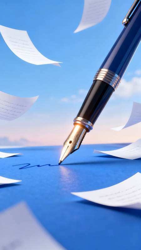 书写与飞舞的纸张图片