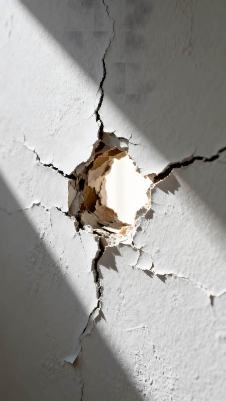 墙壁破损出现一个洞图片