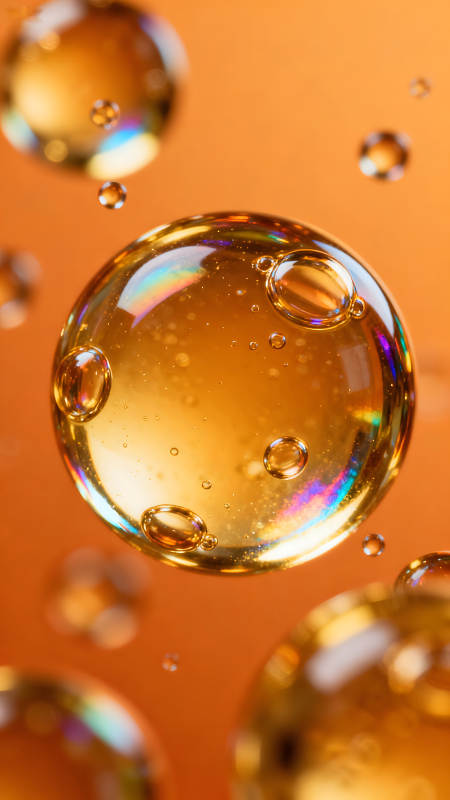 油滴中的泡泡特写镜头图片