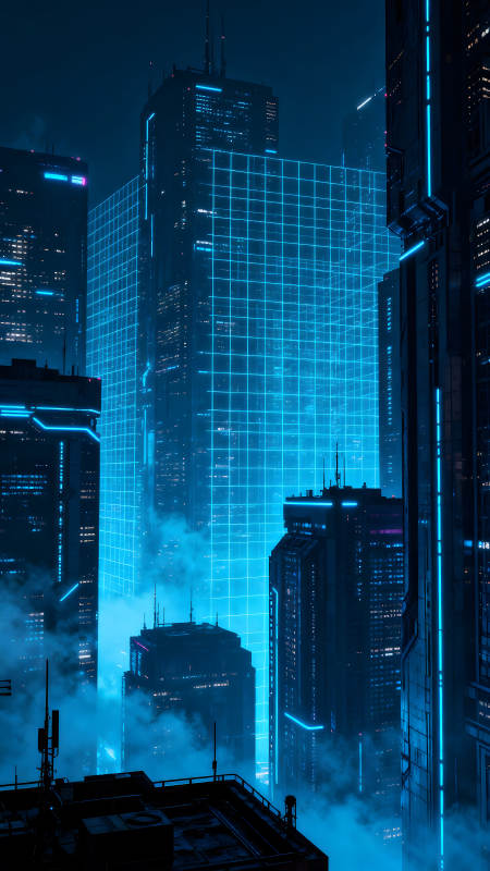 赛博朋克风格城市夜景图片