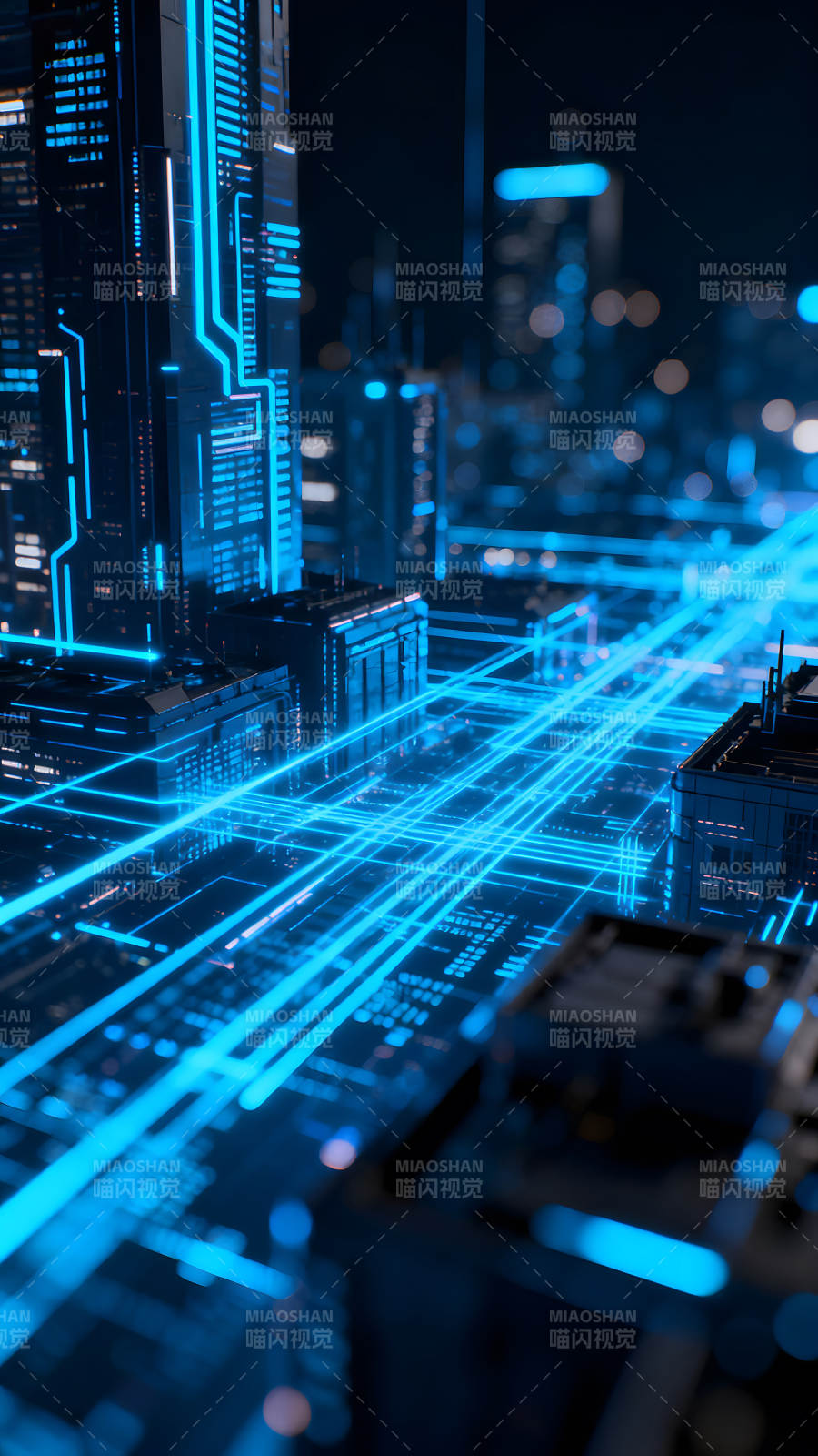 未来城市科技感十足的夜景图片
