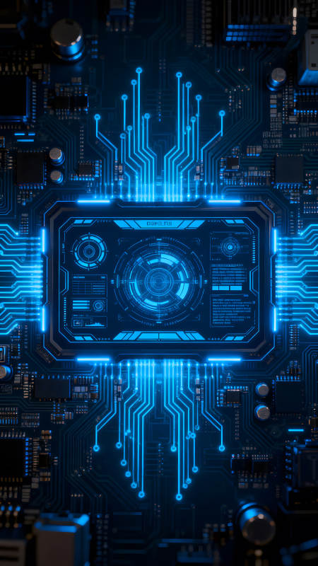 电子科技电路图蓝色发光图片