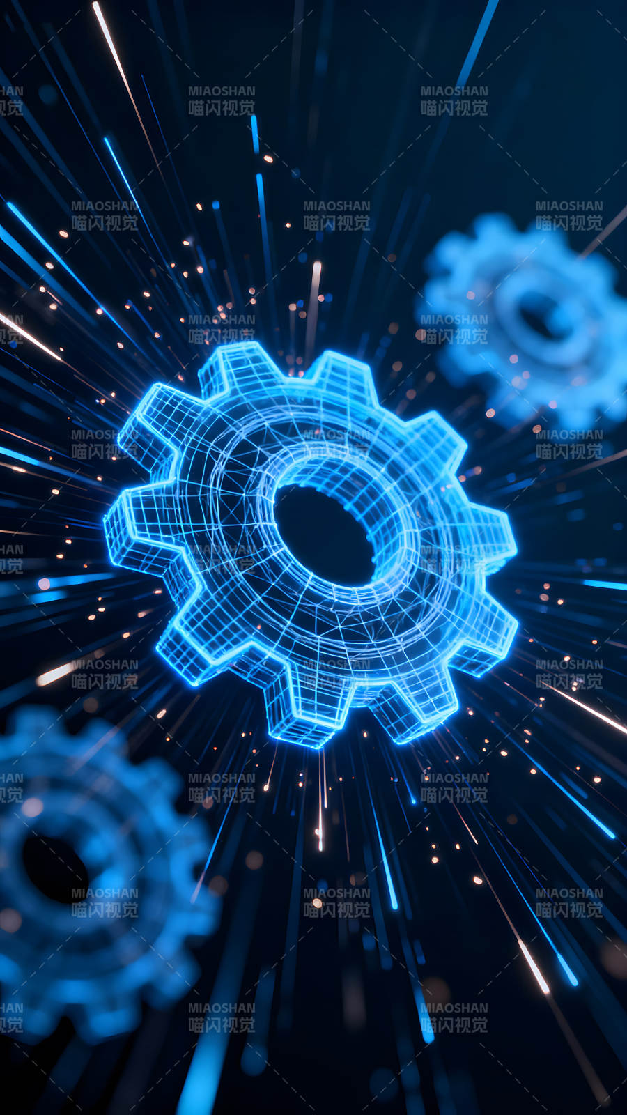 蓝光齿轮科技感十足图片