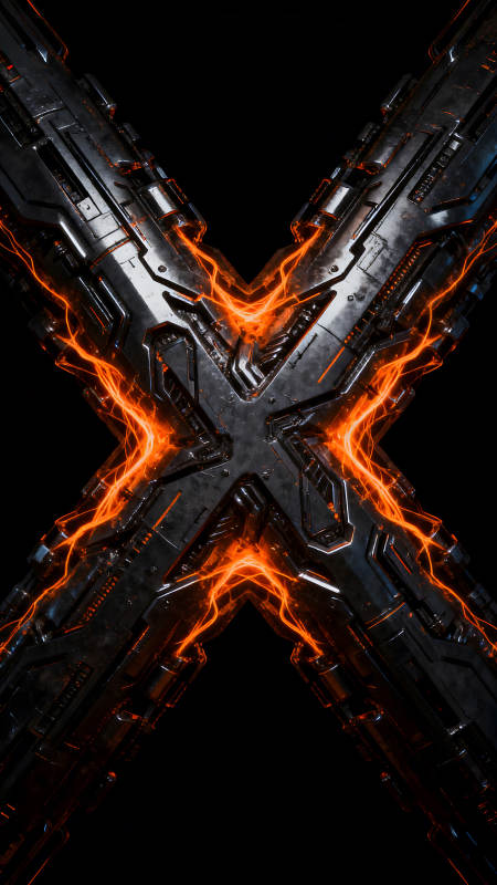 机械X符号爆发橙色能量图片