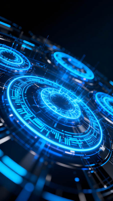科技感蓝色电路圆形图案图片