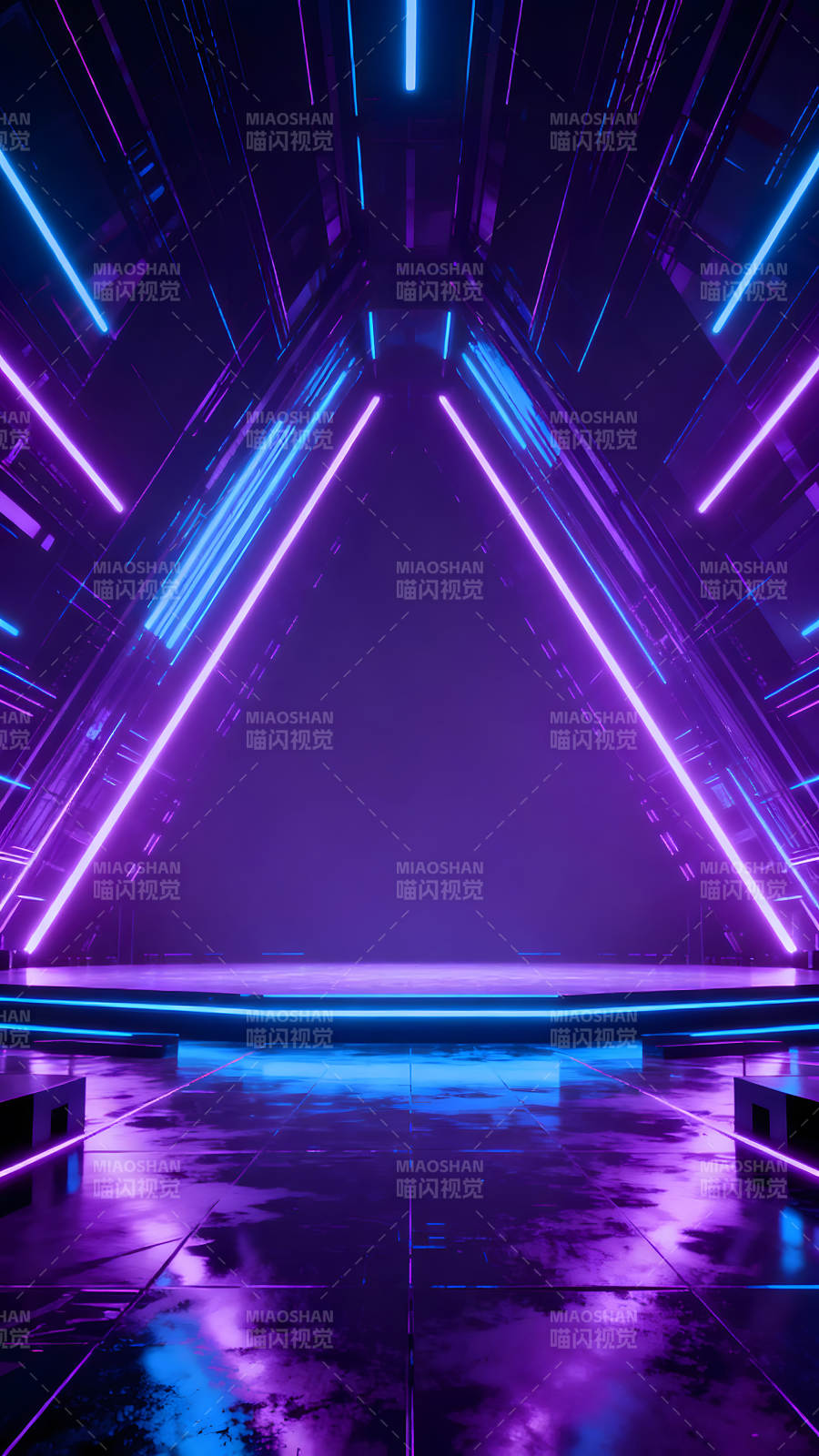 霓虹灯几何空间设计图片
