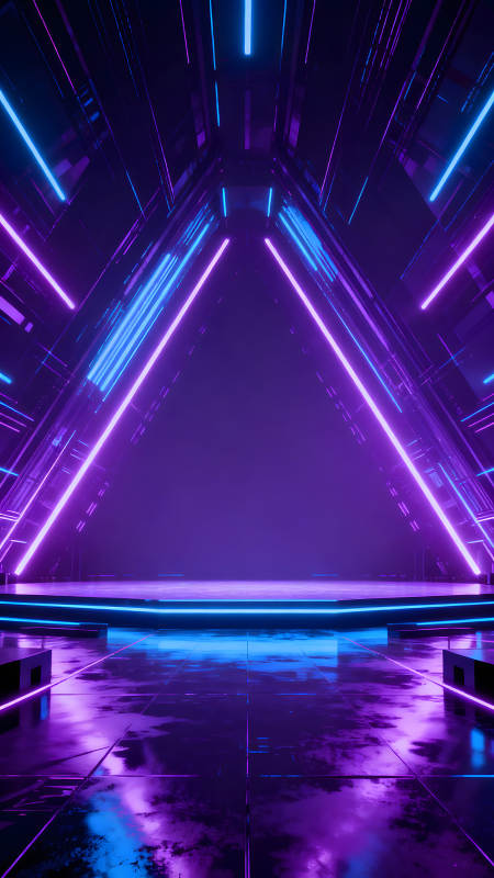 霓虹灯几何空间设计图片