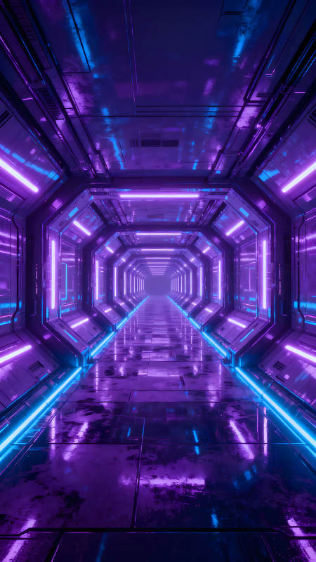 科幻隧道赛博朋克霓虹灯光影氛围图片