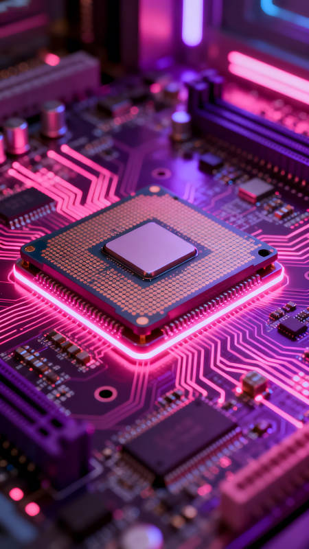 电脑芯片特写科技感十足图片