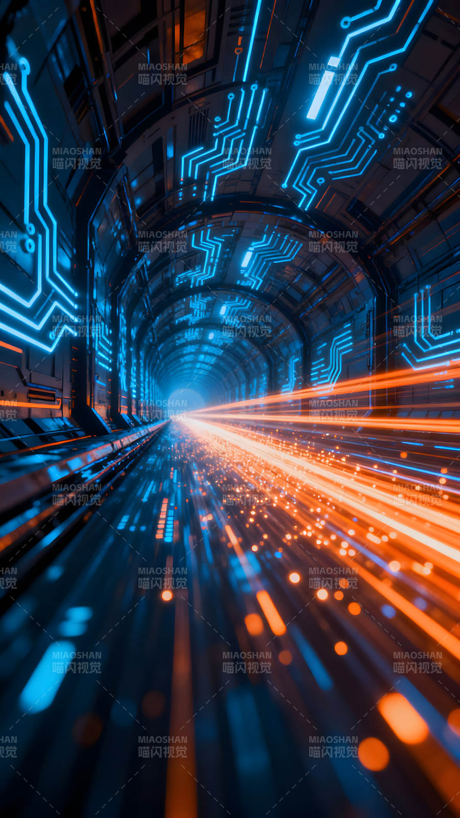 科技感十足的隧道光影图片